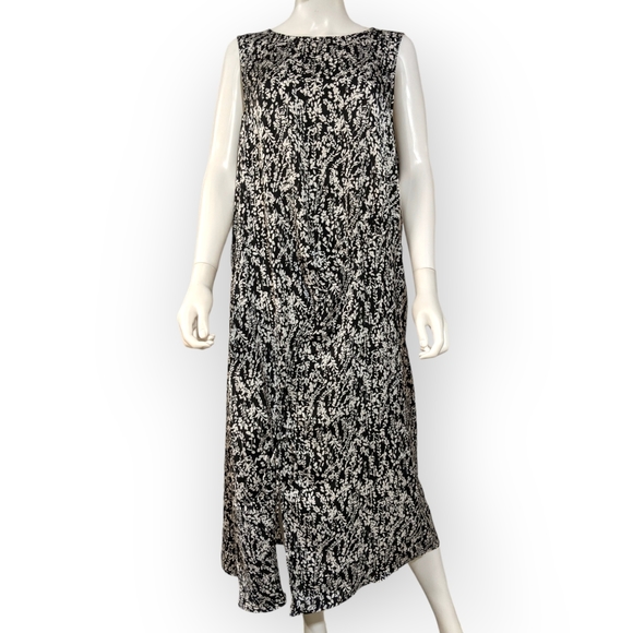 NORDSTROM RACK Shirred Trailing Vines Black Satin Dress (Plus), 1X - Picture 6 of 13